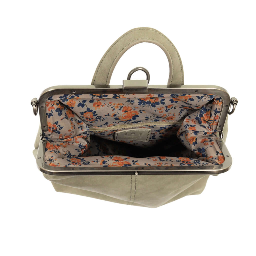 Phyllis Nubuck Frame Convertible Backpack - Cement