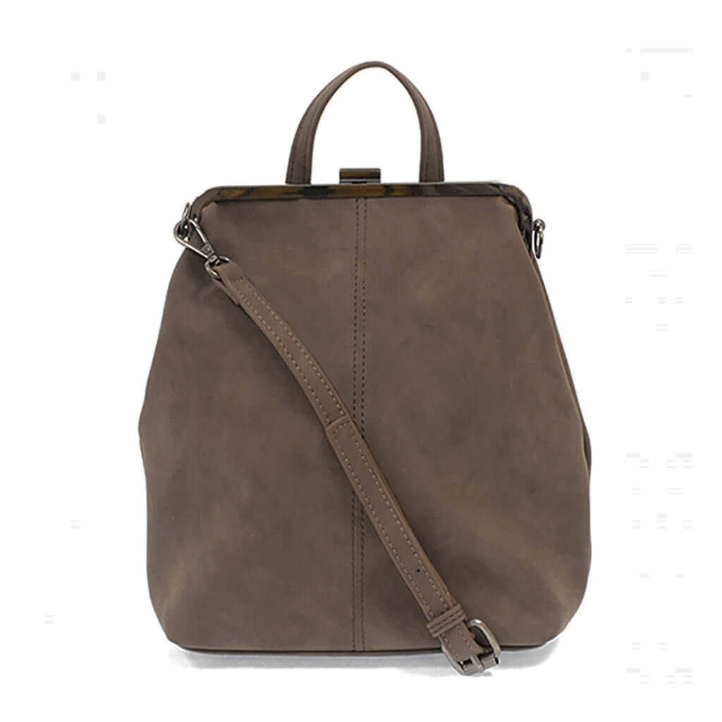 Phyllis Nubuck Frame Convertible Backpack - Chocolate