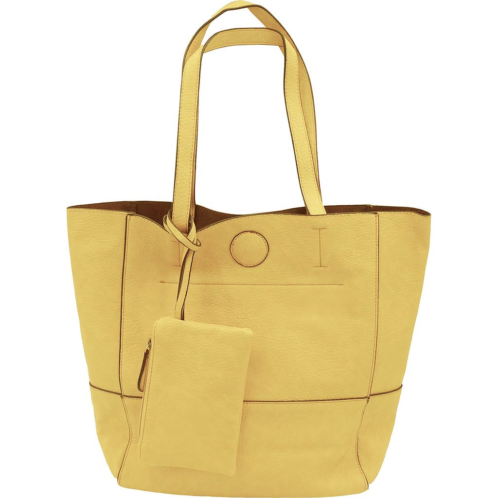 Raw Edge Tote Handbag With Coinpurse - Buttercup