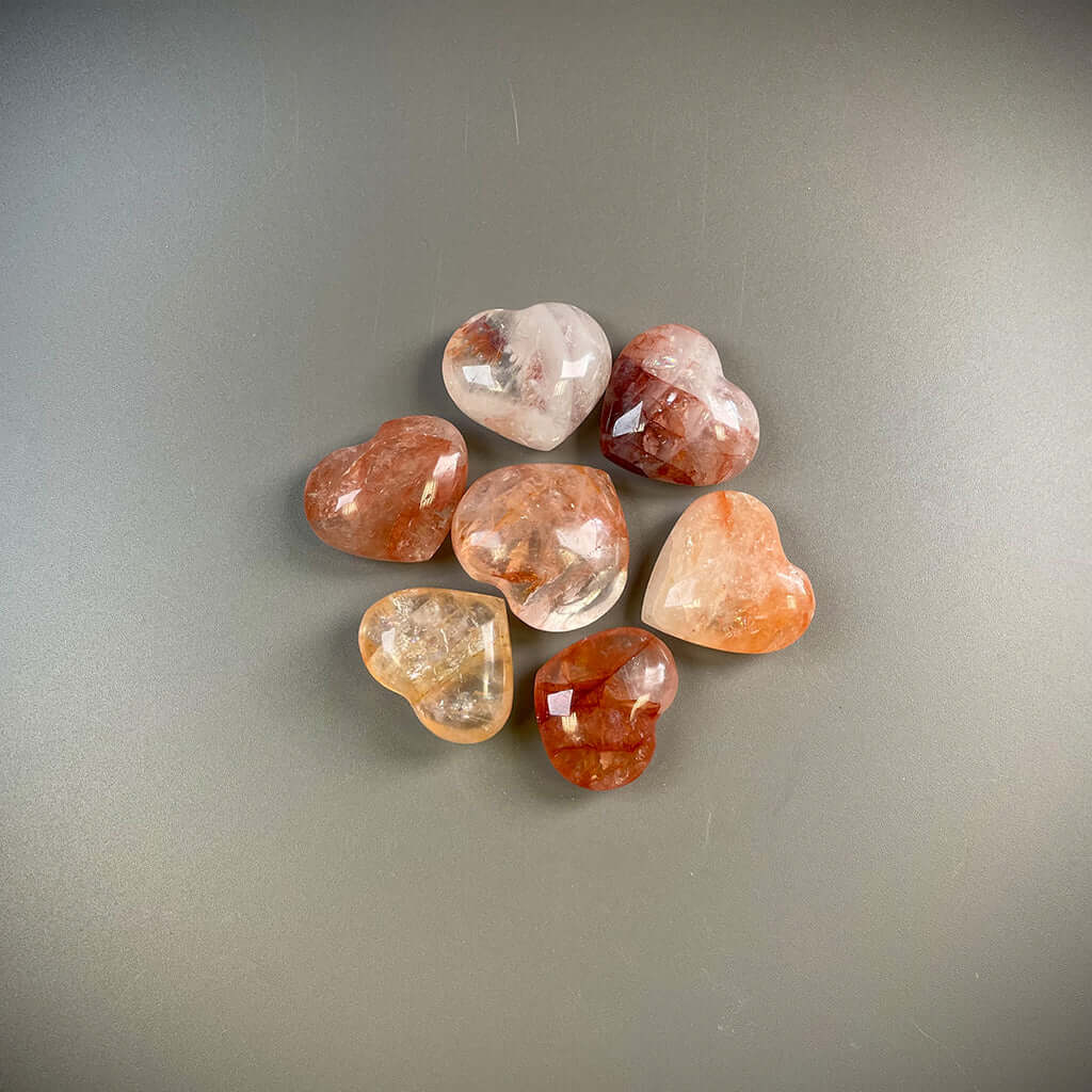 Red Hematoid Quartz Crystal Hearts