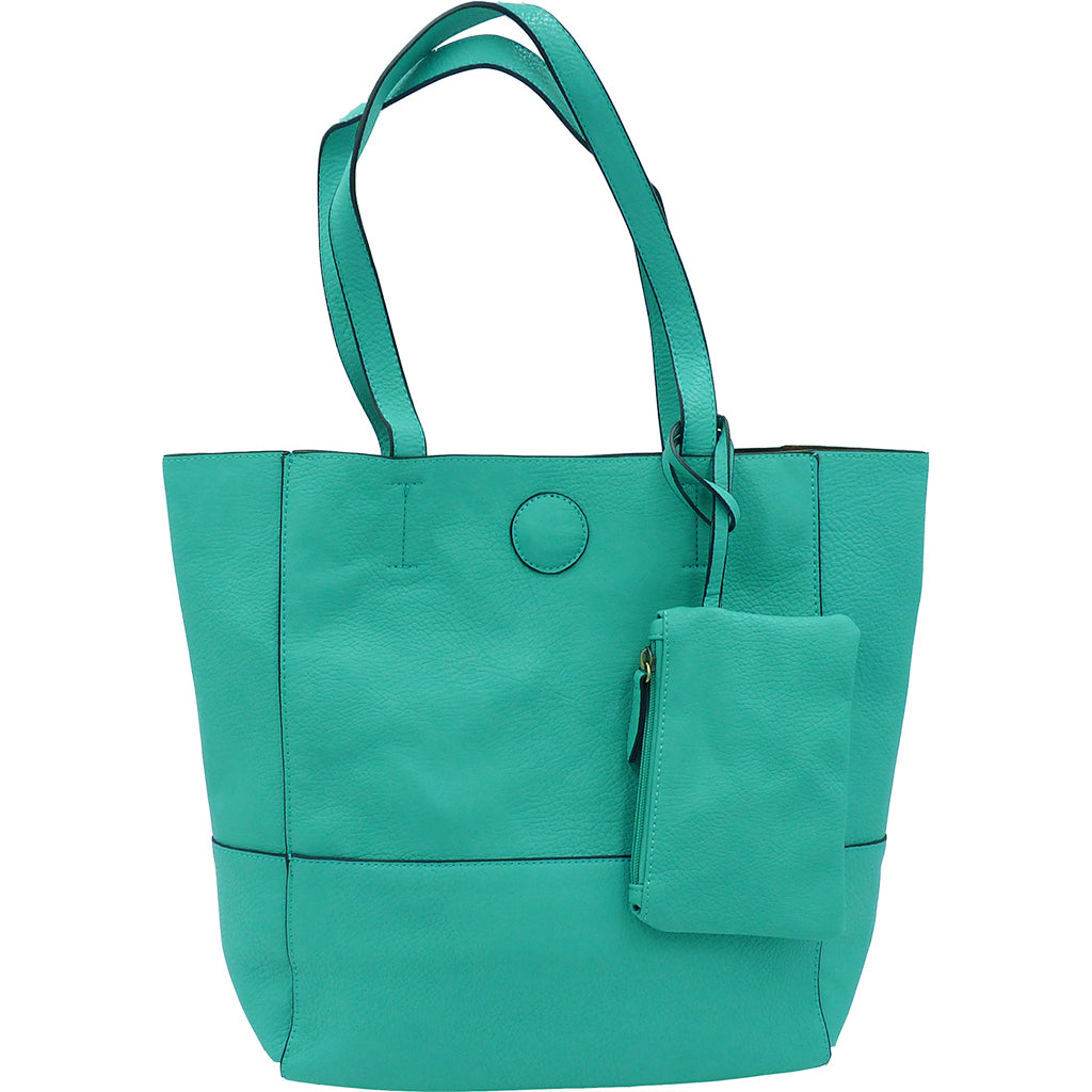 Raw Edge Tote Torebka Z Monetą - Seafoam