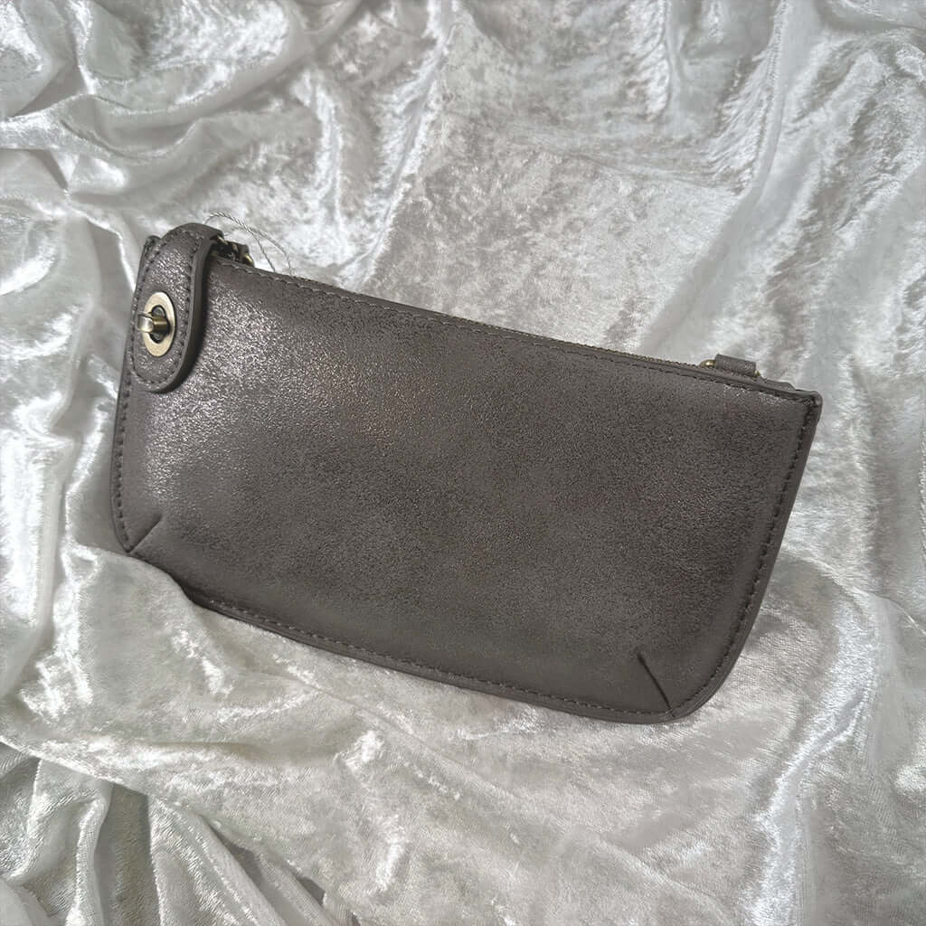 Vegan Clutch Bag Cross Body Wristlet - Gunmetal