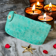 Vegan Clutch Bag Cross Body Wristlet - Pacific Blue