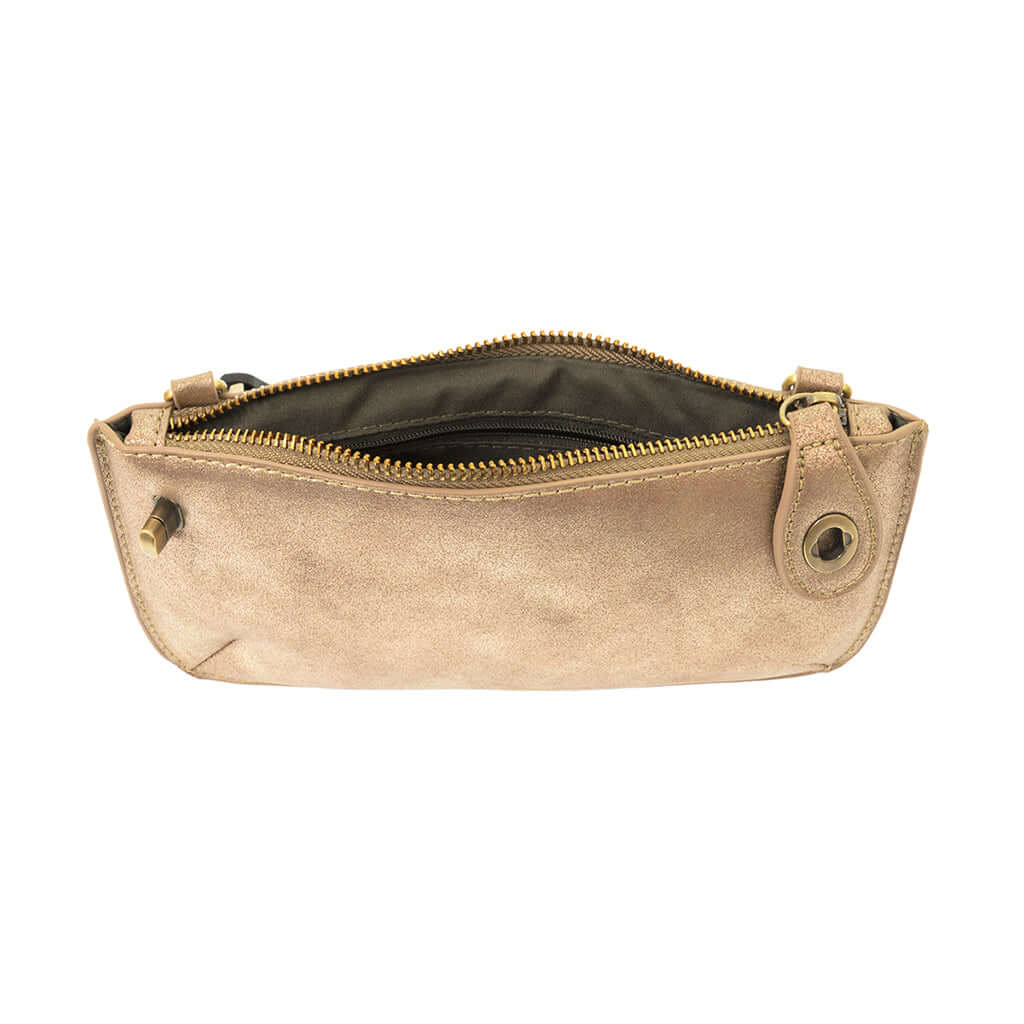 Vegan Clutch Bag Cross Body Wristlet - Rose Gold