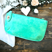 Vegan Clutch Bag Cross Body Wristlet - Turquoise