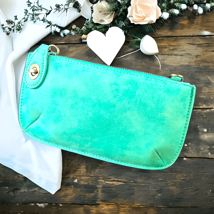 Vegan Clutch Bag Cross Body Wristlet - Turquoise