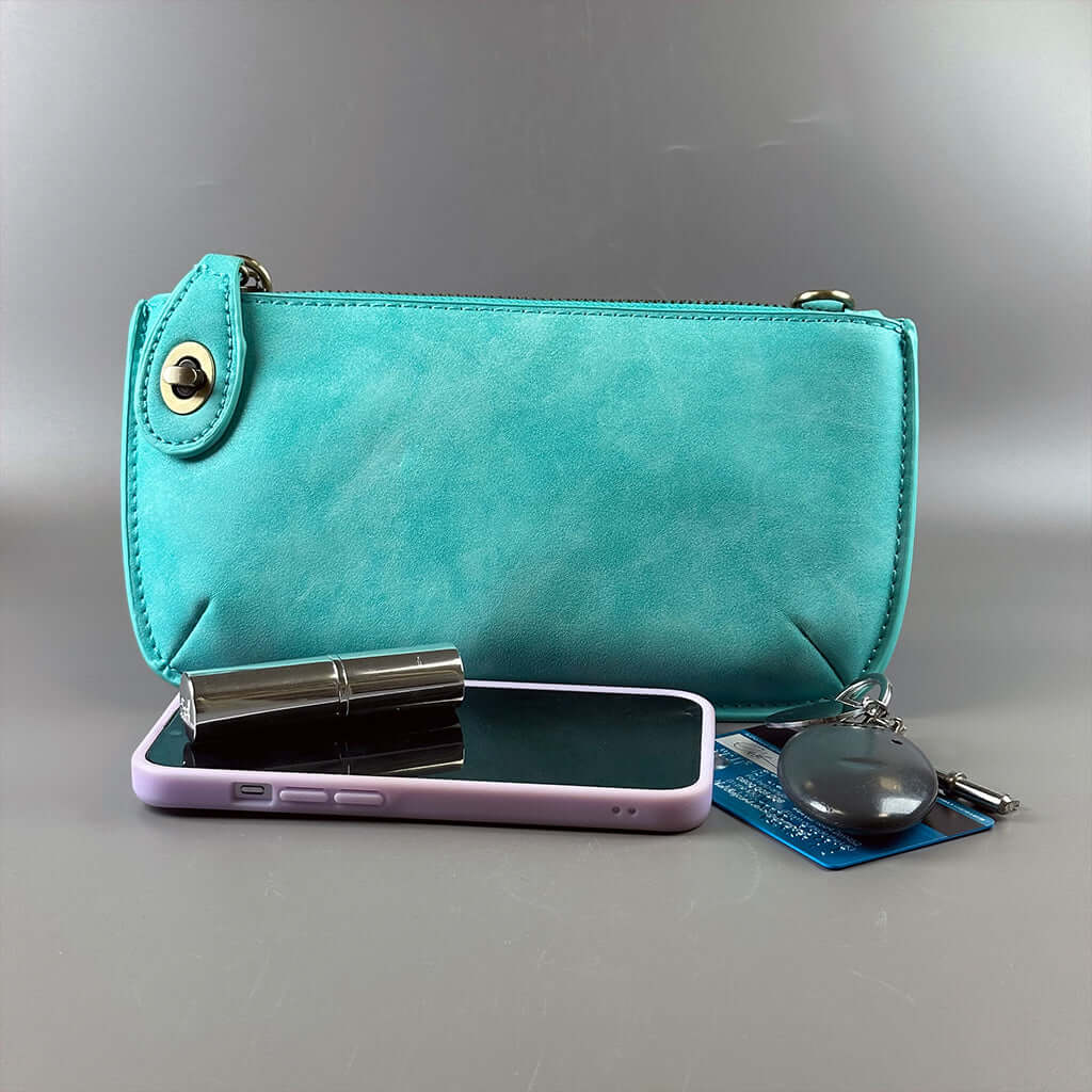 Vegan Clutch Bag Cross Body Wristlet - Turquoise