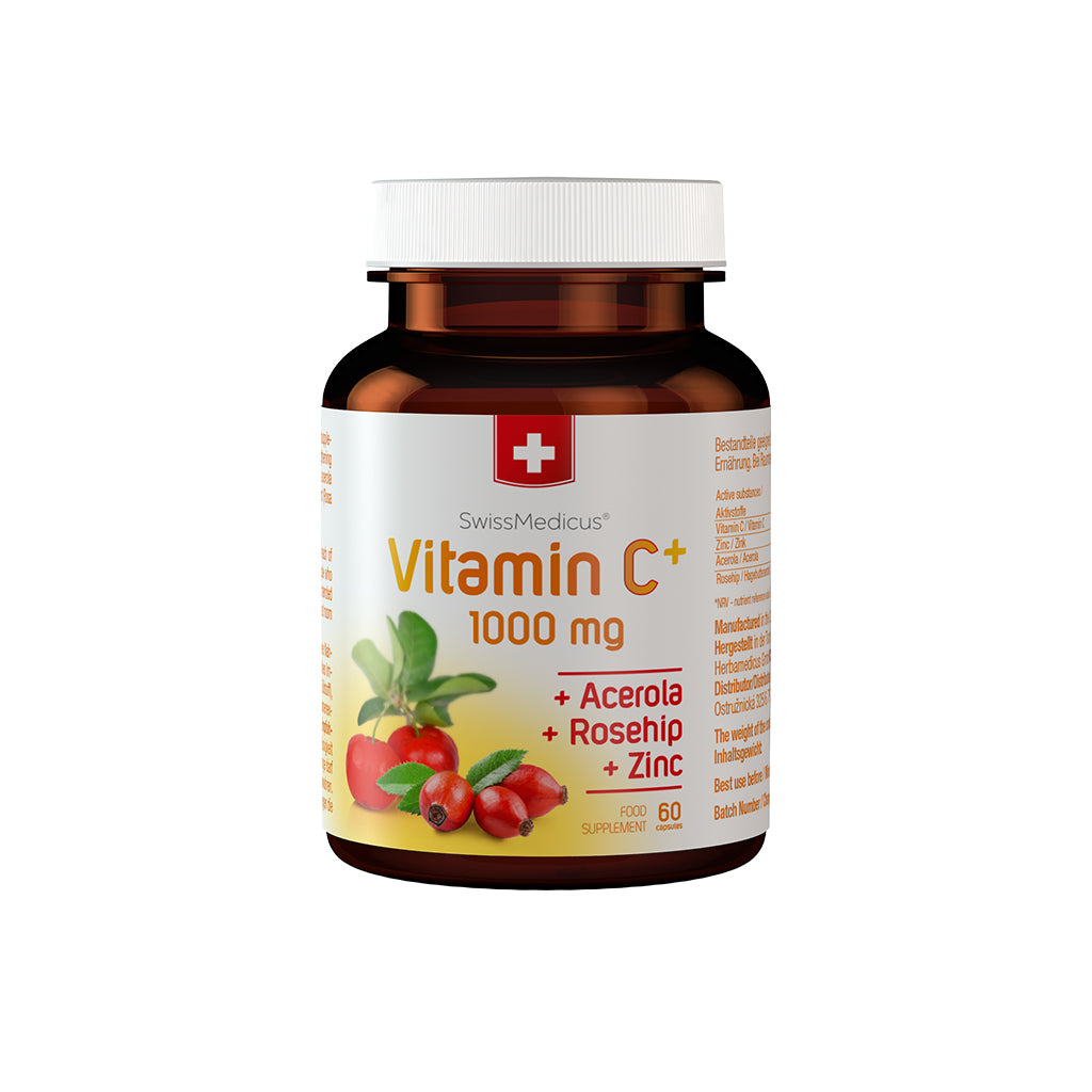 Vitamine C+ avec Acérola, Rose Musquée &amp; Zinc - 60 gélules
