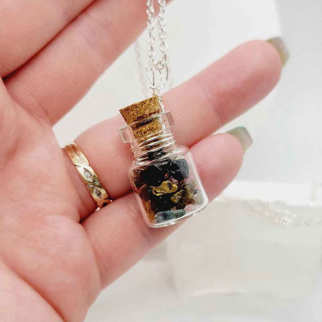 Wishing Bottle Necklace - Mixed Tourmaline
