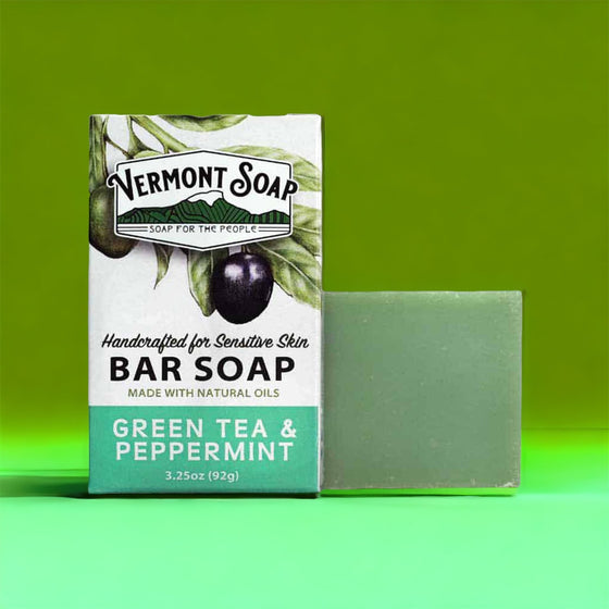 Matcha Green Tea & Peppermint Handmade Bar Soap - Vermont Soap 92g